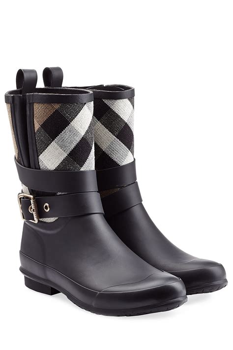 rubber rain boots with heat pint black burberry|Burberry rain boots clearance.